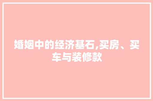婚姻中的经济基石,买房、买车与装修款 室内设计