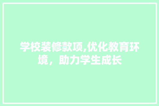 学校装修款项,优化教育环境，助力学生成长
