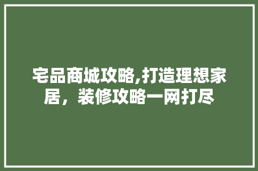 宅品商城攻略,打造理想家居，装修攻略一网打尽 现代风格装饰