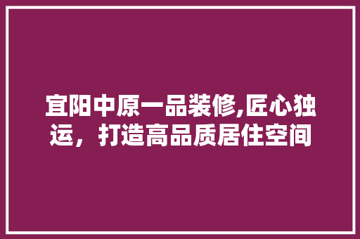 宜阳中原一品装修,匠心独运，打造高品质居住空间 中式风格装饰