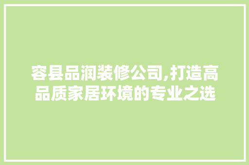 容县品润装修公司,打造高品质家居环境的专业之选 现代风格装饰