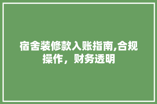 宿舍装修款入账指南,合规操作，财务透明 中式风格装饰