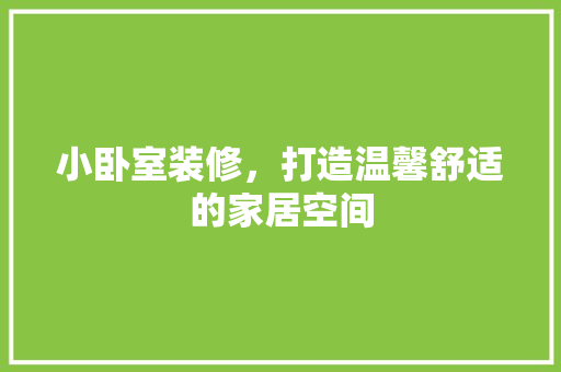 小卧室装修，打造温馨舒适的家居空间 卧室装修