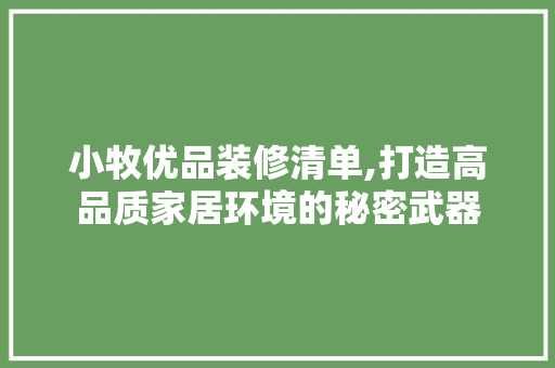 小牧优品装修清单,打造高品质家居环境的秘密武器 客厅装修