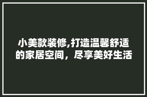 小美款装修,打造温馨舒适的家居空间，尽享美好生活 中式风格装饰