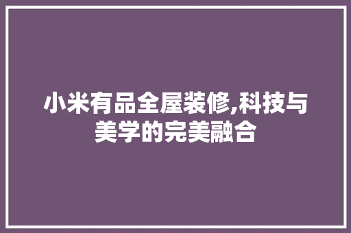 小米有品全屋装修,科技与美学的完美融合