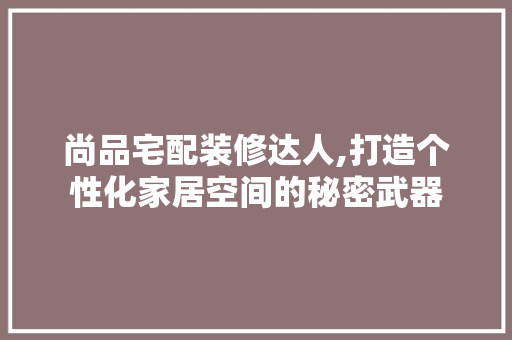 尚品宅配装修达人,打造个性化家居空间的秘密武器 家居装修