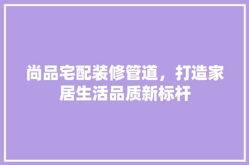 尚品宅配装修管道，打造家居生活品质新标杆