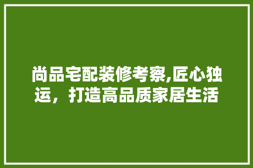 尚品宅配装修考察,匠心独运，打造高品质家居生活 室内设计