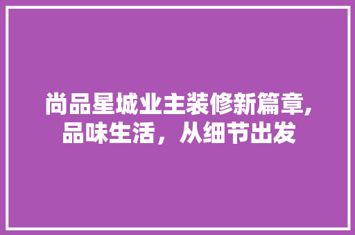 尚品星城业主装修新篇章,品味生活，从细节出发