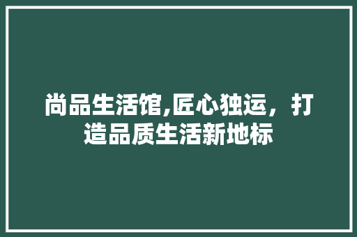 尚品生活馆,匠心独运，打造品质生活新地标 软装设计
