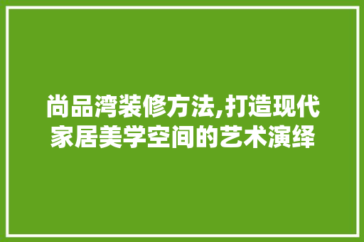 尚品湾装修方法,打造现代家居美学空间的艺术演绎