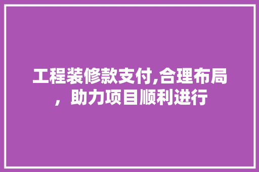 工程装修款支付,合理布局，助力项目顺利进行 现代风格装饰