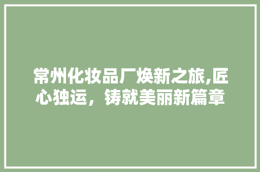 常州化妆品厂焕新之旅,匠心独运，铸就美丽新篇章 软装设计