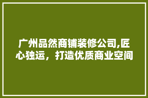 广州品然商铺装修公司,匠心独运，打造优质商业空间 现代风格装饰