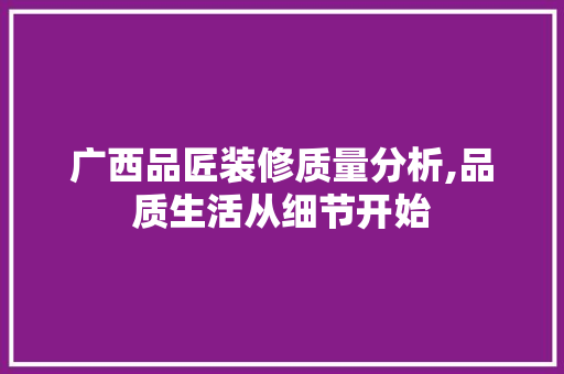 广西品匠装修质量分析,品质生活从细节开始