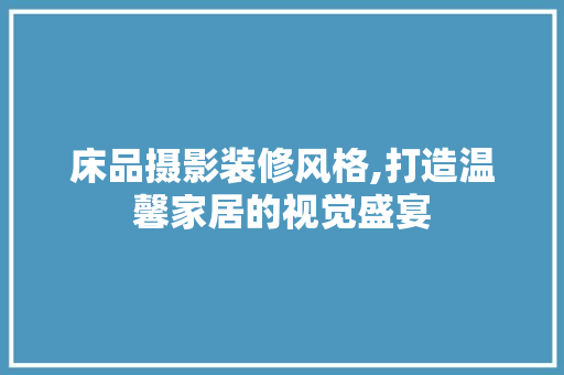 床品摄影装修风格,打造温馨家居的视觉盛宴