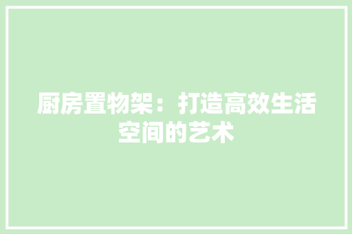 厨房置物架：打造高效生活空间的艺术