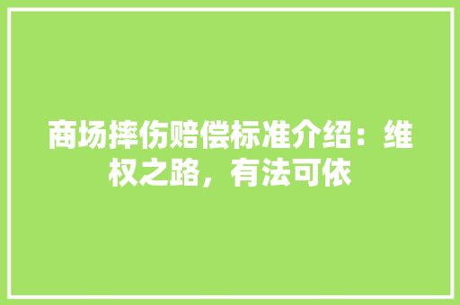 商场摔伤赔偿标准介绍：维权之路，有法可依