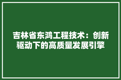 吉林省东鸿工程技术：创新驱动下的高质量发展引擎 卧室装修
