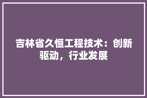 吉林省久恒工程技术：创新驱动，行业发展