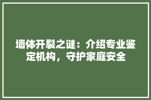 墙体开裂之谜：介绍专业鉴定机构，守护家庭安全