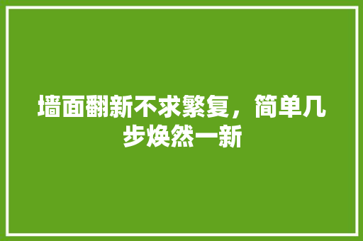 墙面翻新不求繁复，简单几步焕然一新 软装设计
