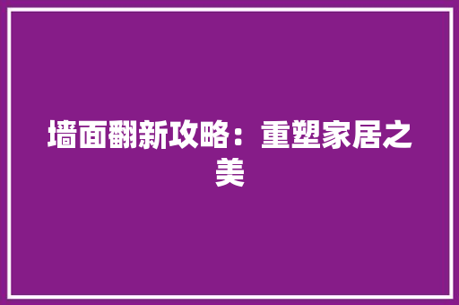 墙面翻新攻略：重塑家居之美 软装设计