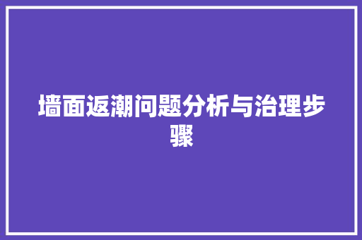 墙面返潮问题分析与治理步骤 家居装修