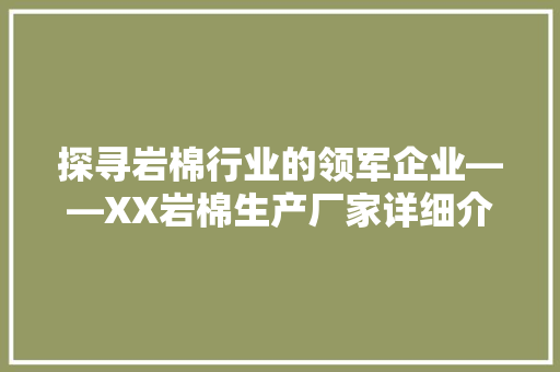 探寻岩棉行业的领军企业——XX岩棉生产厂家详细介绍 中式风格装饰