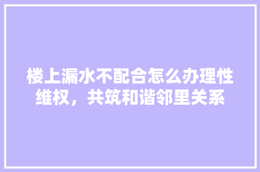 楼上漏水不配合怎么办理性维权，共筑和谐邻里关系 室内设计