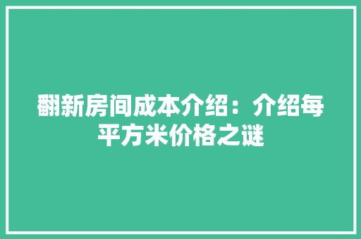 翻新房间成本介绍：介绍每平方米价格之谜 现代风格装饰
