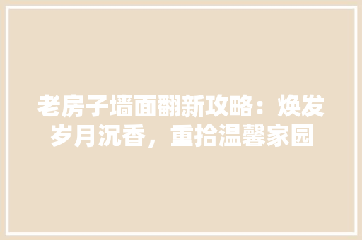 老房子墙面翻新攻略：焕发岁月沉香，重拾温馨家园 室内设计