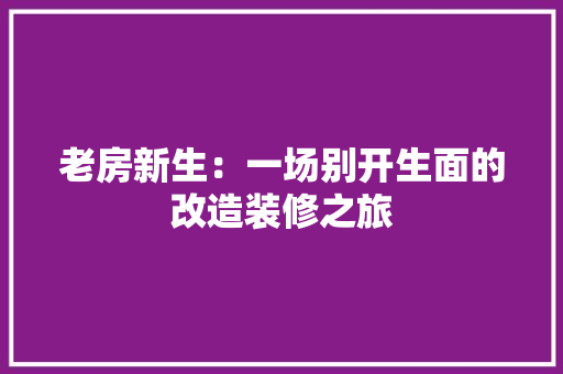 老房新生：一场别开生面的改造装修之旅 卧室装修