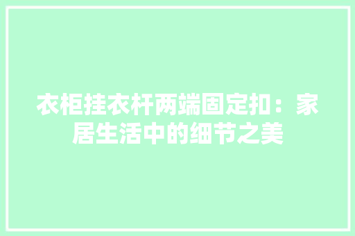衣柜挂衣杆两端固定扣：家居生活中的细节之美