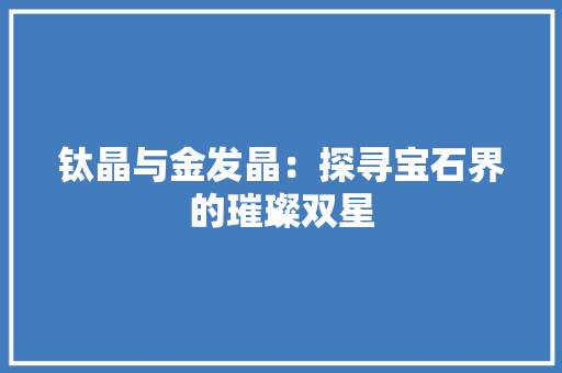 钛晶与金发晶：探寻宝石界的璀璨双星 现代风格装饰