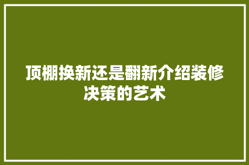 顶棚换新还是翻新介绍装修决策的艺术 室内设计