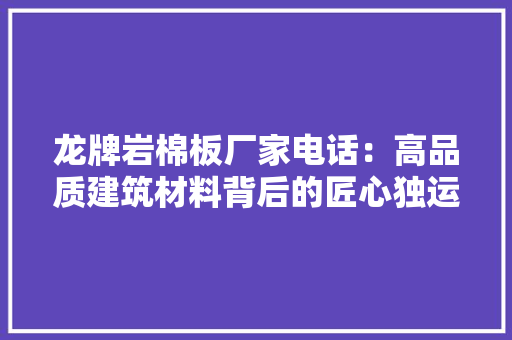 龙牌岩棉板厂家电话：高品质建筑材料背后的匠心独运 现代风格装饰