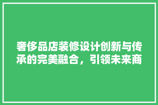 奢侈品店装修设计创新与传承的完美融合，引领未来商业潮流