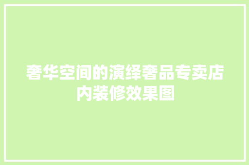 奢华空间的演绎奢品专卖店内装修效果图