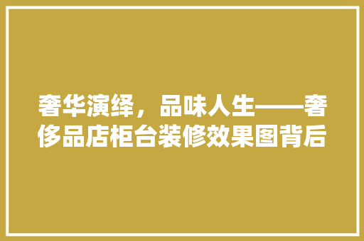 奢华演绎，品味人生——奢侈品店柜台装修效果图背后的艺术与哲学
