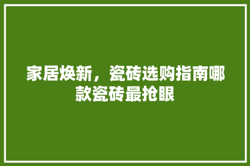 家居焕新，瓷砖选购指南哪款瓷砖最抢眼