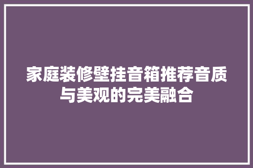 家庭装修壁挂音箱推荐音质与美观的完美融合