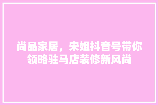 尚品家居，宋姐抖音号带你领略驻马店装修新风尚