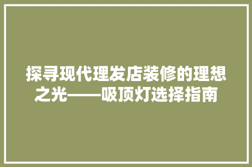 探寻现代理发店装修的理想之光——吸顶灯选择指南