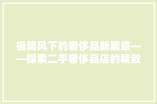 极简风下的奢侈品新篇章——探索二手奢侈品店的精致装修艺术