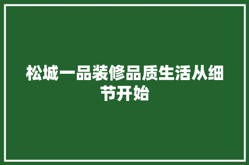 松城一品装修品质生活从细节开始