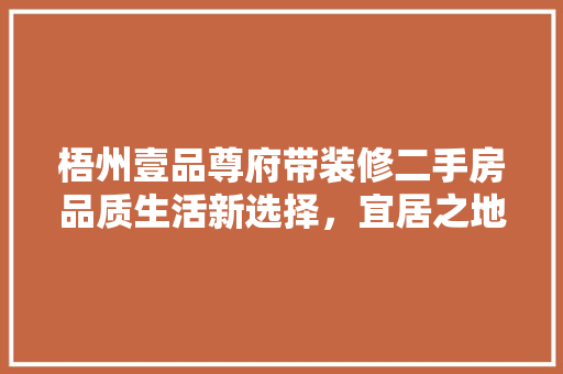 梧州壹品尊府带装修二手房品质生活新选择，宜居之地的典范