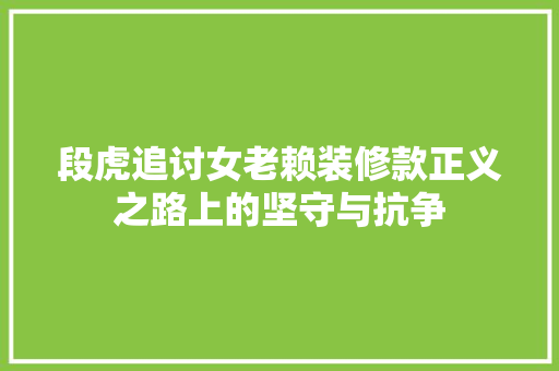 段虎追讨女老赖装修款正义之路上的坚守与抗争