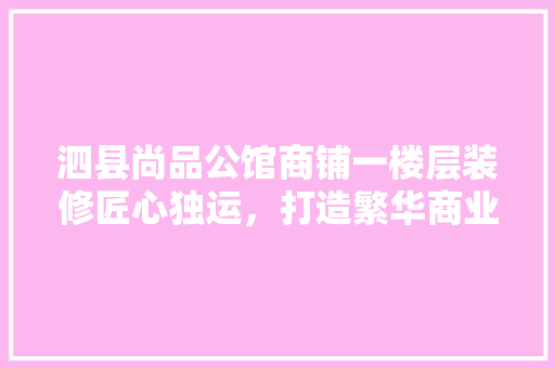 泗县尚品公馆商铺一楼层装修匠心独运，打造繁华商业新地标